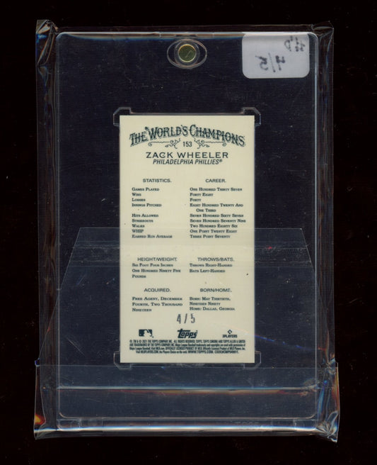 2021 Topps Allen & Ginter Chrome #153 Zack Wheeler Mini Red Refractor #/5