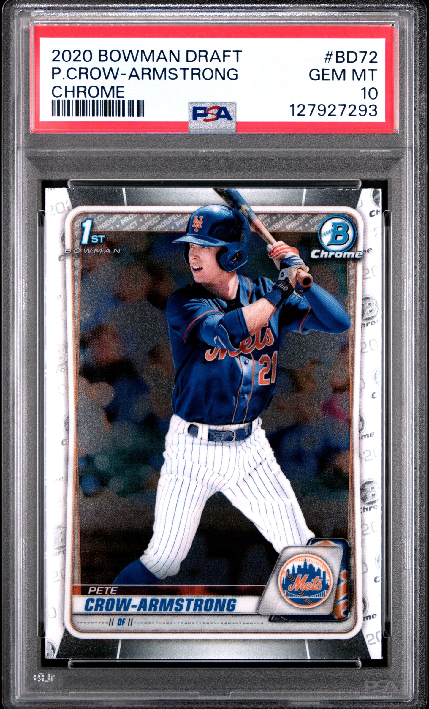 2020 Bowman Draft #BD72 P.Crow-Armstrong Chrome PSA 10