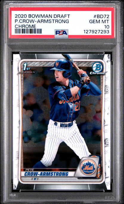 2020 Bowman Draft #BD72 P.Crow-Armstrong Chrome PSA 10