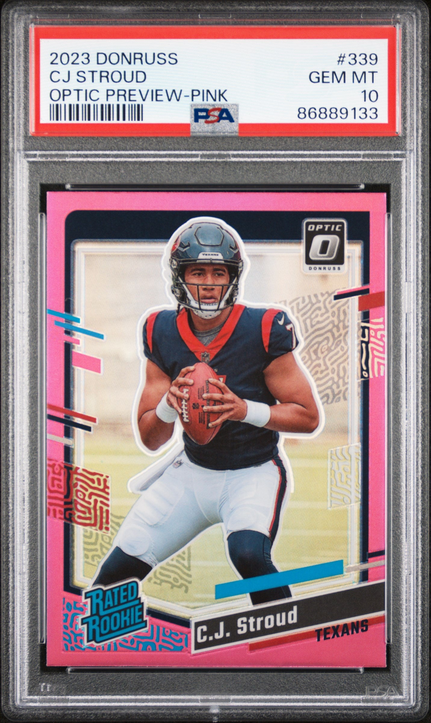 2023 Panini Donruss #339 Cj Stroud Optic Preview-Pink PSA 10