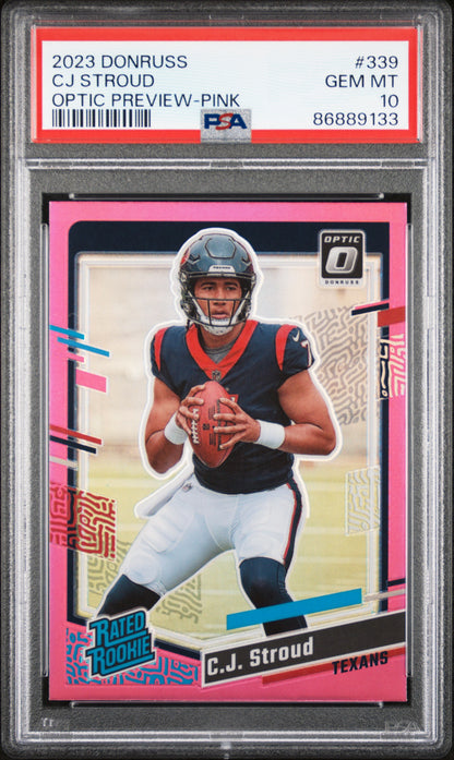 2023 Panini Donruss #339 Cj Stroud Optic Preview-Pink PSA 10