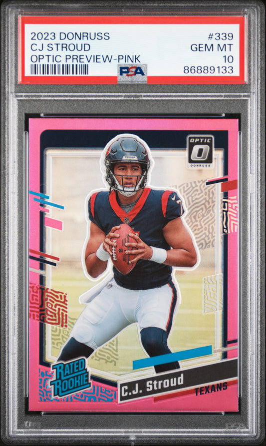 2023 Panini Donruss #339 Cj Stroud Optic Preview-Pink PSA 10