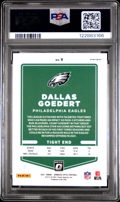 2021 Panini Donruss Optic #8 Dallas Goedert Green PSA 10