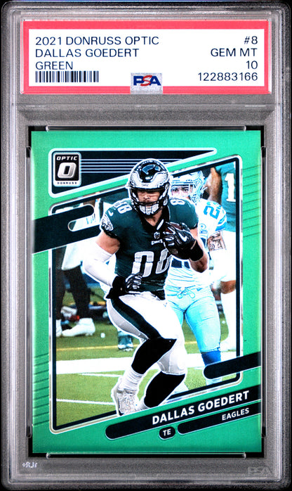 2021 Panini Donruss Optic #8 Dallas Goedert Green PSA 10