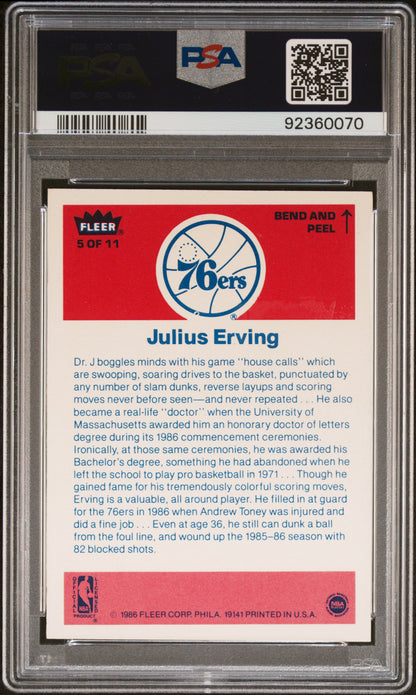1986 Fleer Sticker #5 Julius Erving PSA Authentic
