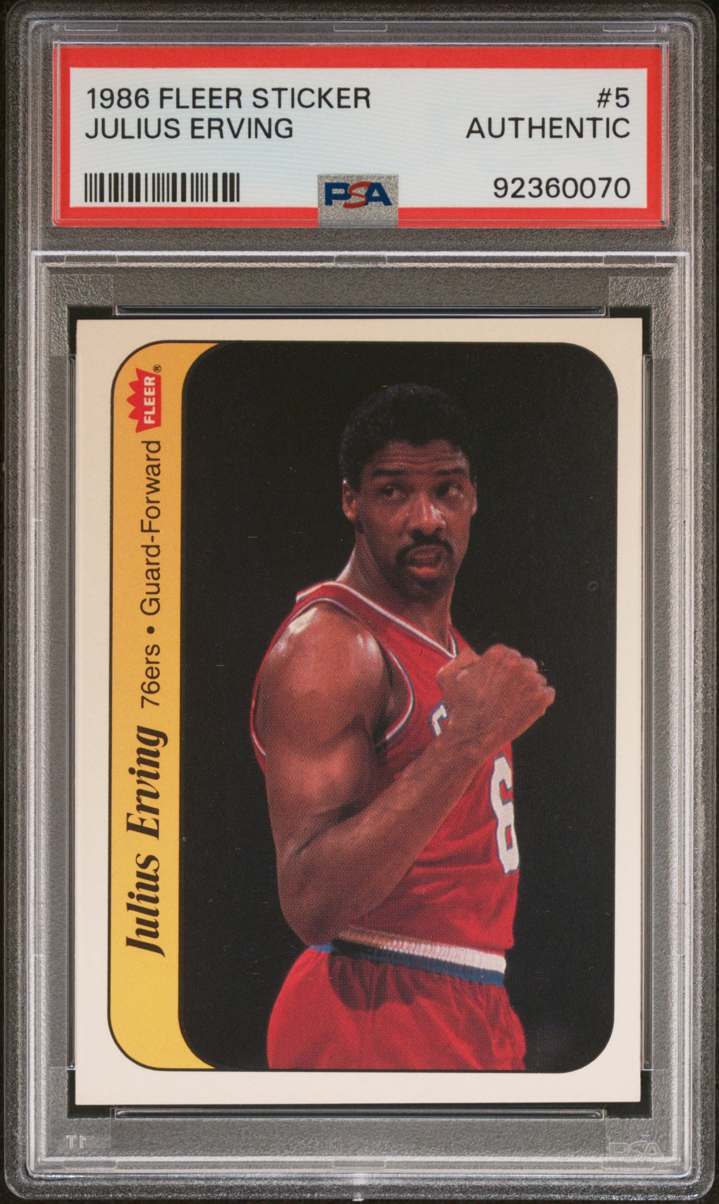 1986 Fleer Sticker #5 Julius Erving PSA Authentic