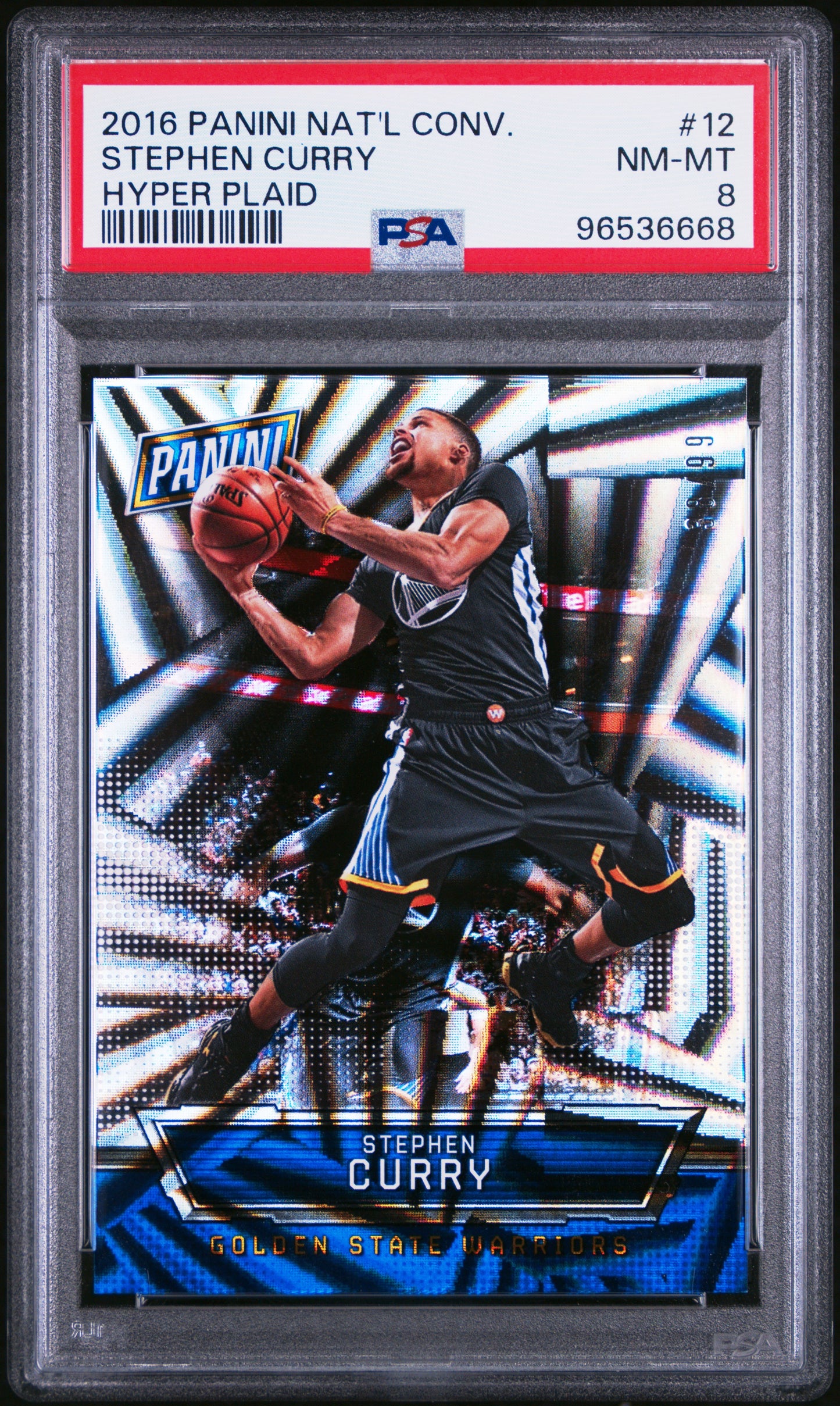2016 Panini National Convention #12 Stephen Curry Hyper Plaid PSA 8