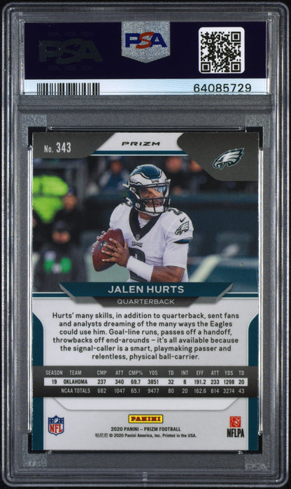 2020 Panini Prizm #343 Jalen Hurts Disco Prizm PSA 10