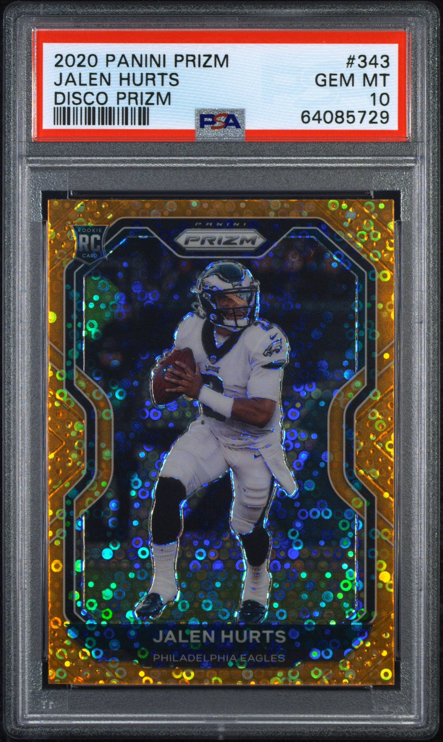 2020 Panini Prizm #343 Jalen Hurts Disco Prizm PSA 10
