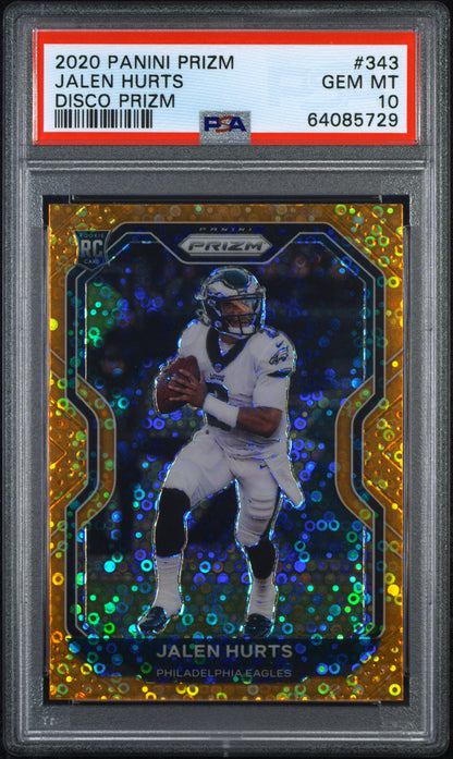 2020 Panini Prizm #343 Jalen Hurts Disco Prizm PSA 10
