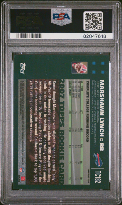 2007 Topps Chrome #TC182 Marshawn Lynch Blue Refractor PSA 8