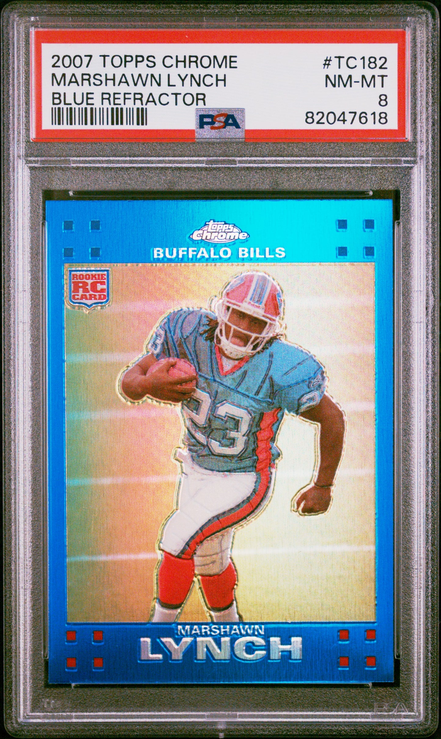 2007 Topps Chrome #TC182 Marshawn Lynch Blue Refractor PSA 8