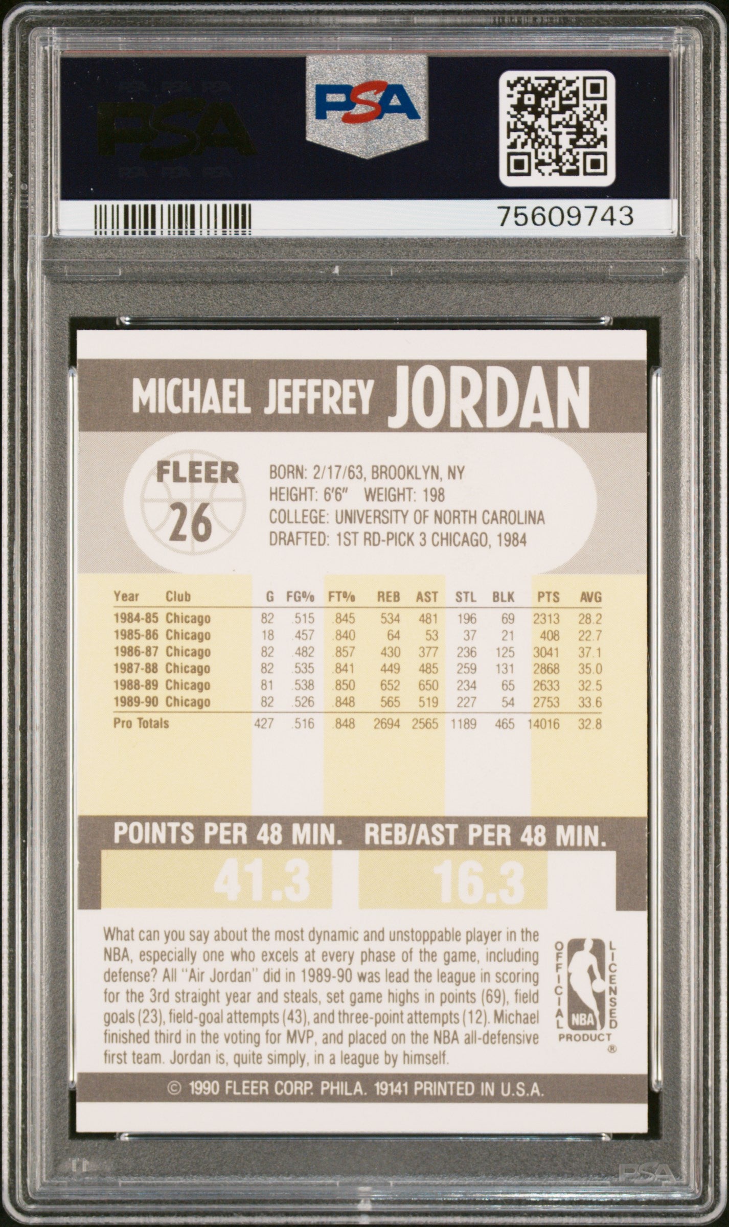 1990 Fleer #26 Michael Jordan PSA 9