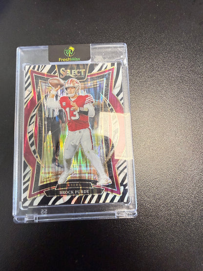 2024 Panini Select #37 Brock Purdy Zebra Prizm Shock