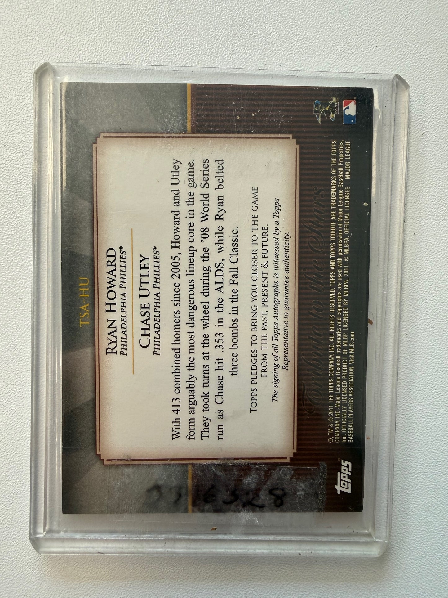 2011 Topps Tribute #TSA-HU Ryan Howard / Chase Utley Dual Auto #/74