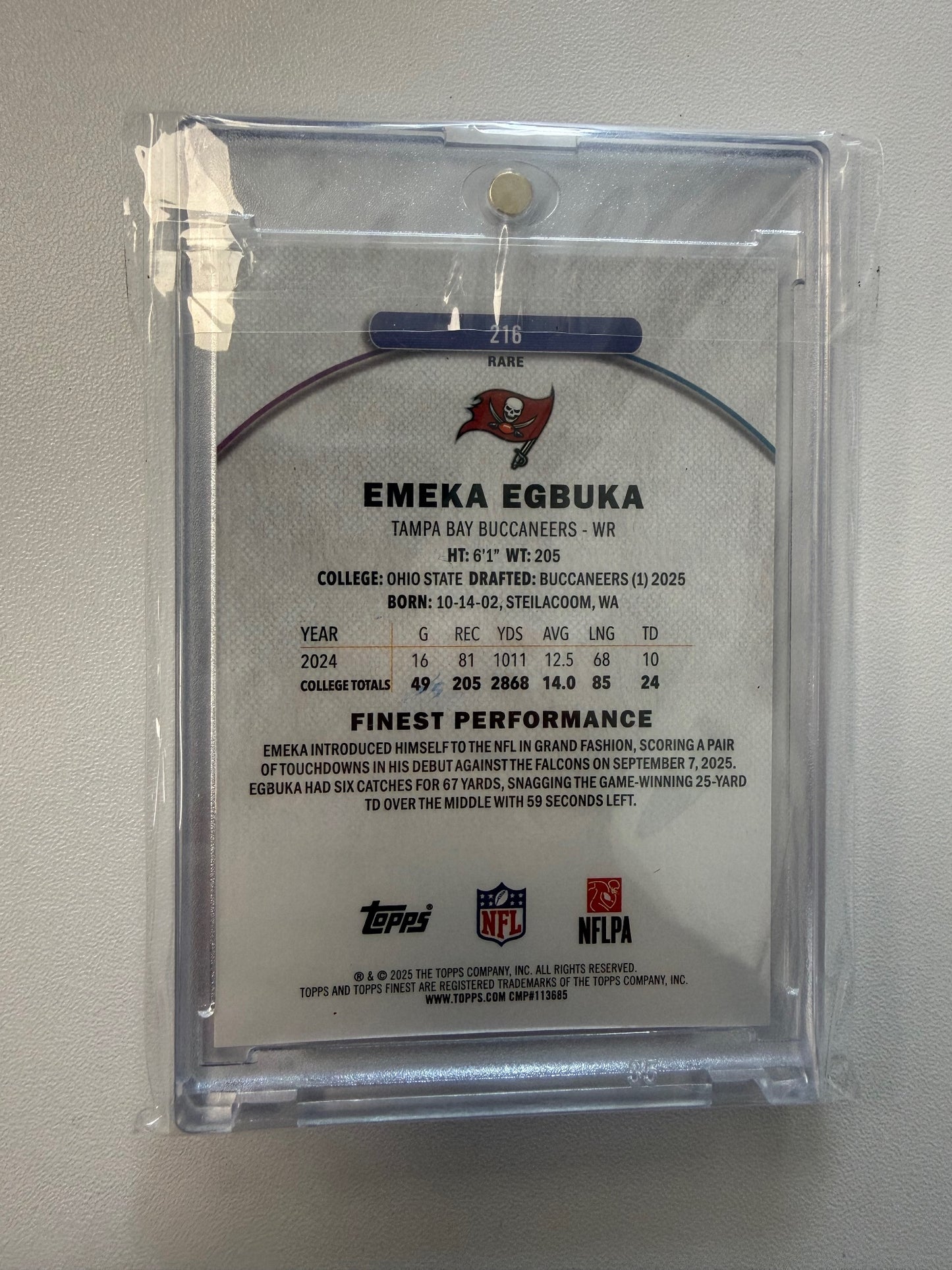 2025 Finest #216 Emeka Egbuka Orange Refractor #/15