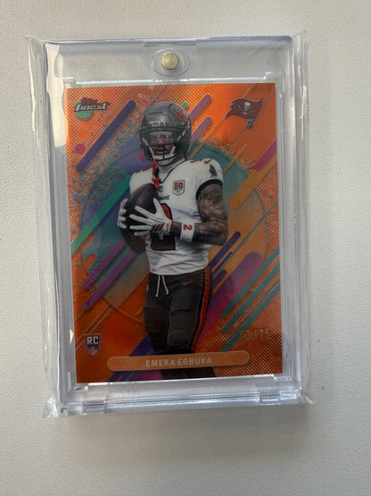 2025 Finest #216 Emeka Egbuka Orange Refractor #/15