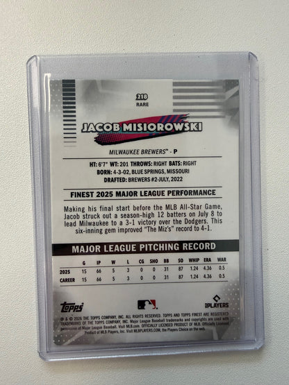 2026 Finest #218 Jacob Misiorowski Green Refractors #/99