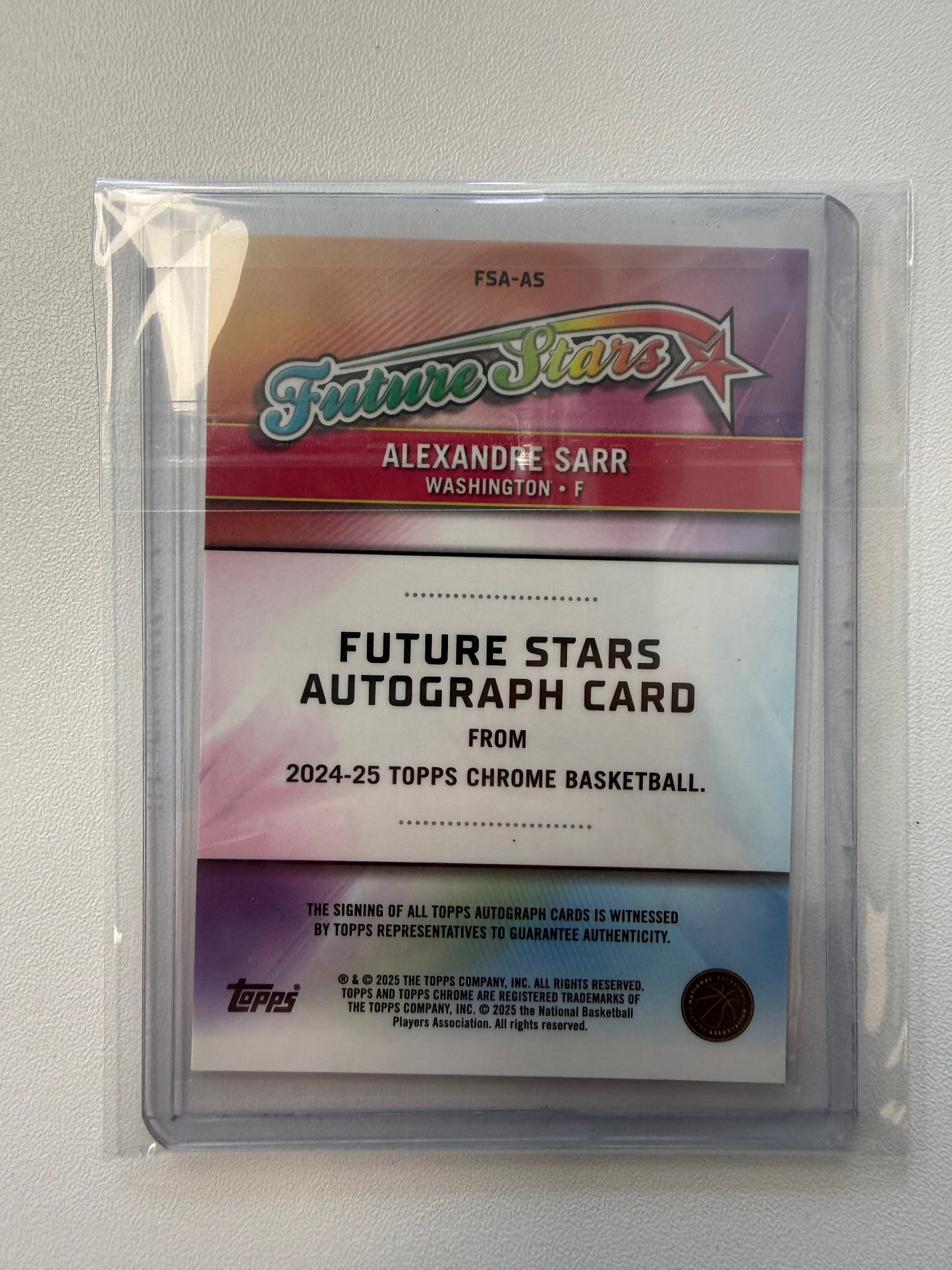 2024-25 Topps Chrome #FSA-AS Alexandre Sarr Future Stars Auto  #/55