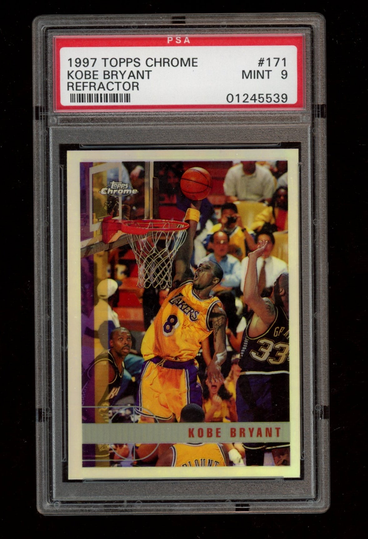 1997 Topps Chrome #171 Kobe Bryant Refractor PSA 9 (perfect color)