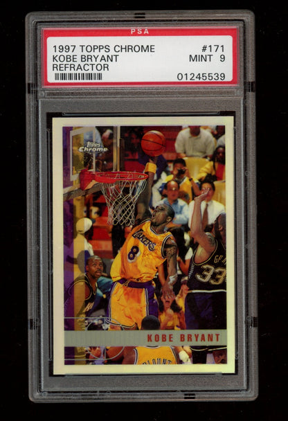 1997 Topps Chrome #171 Kobe Bryant Refractor PSA 9 (perfect color)
