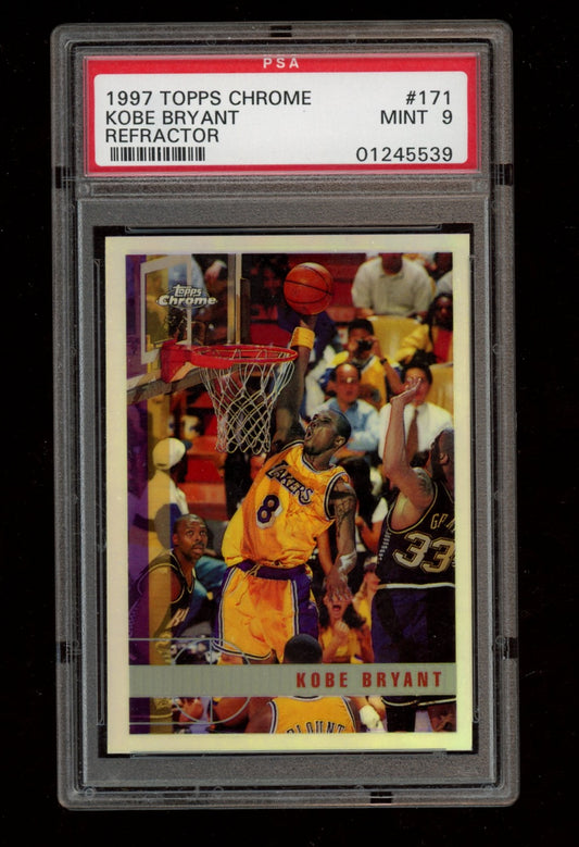 1997 Topps Chrome #171 Kobe Bryant Refractor PSA 9 (perfect color)