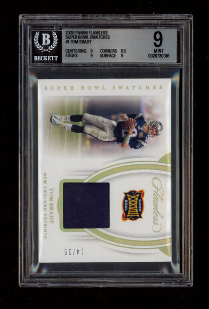 2020 Panini Flawless Super Bowl Swatches #1 Tom Brady BGS 9.0