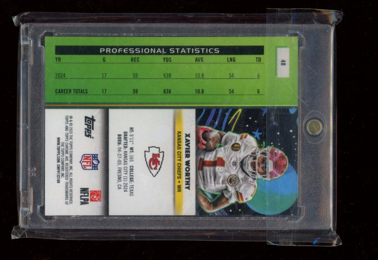 2025 Topps Chrome Cosmic #48 Xavier Worthy Red Flare Refractor #/5