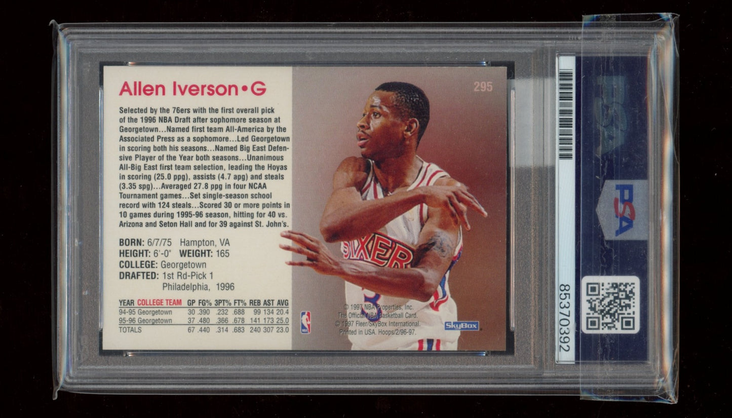 1996 NBA Hoops Rookie PSA Auth Allen Iverson Rookie on Card Auto