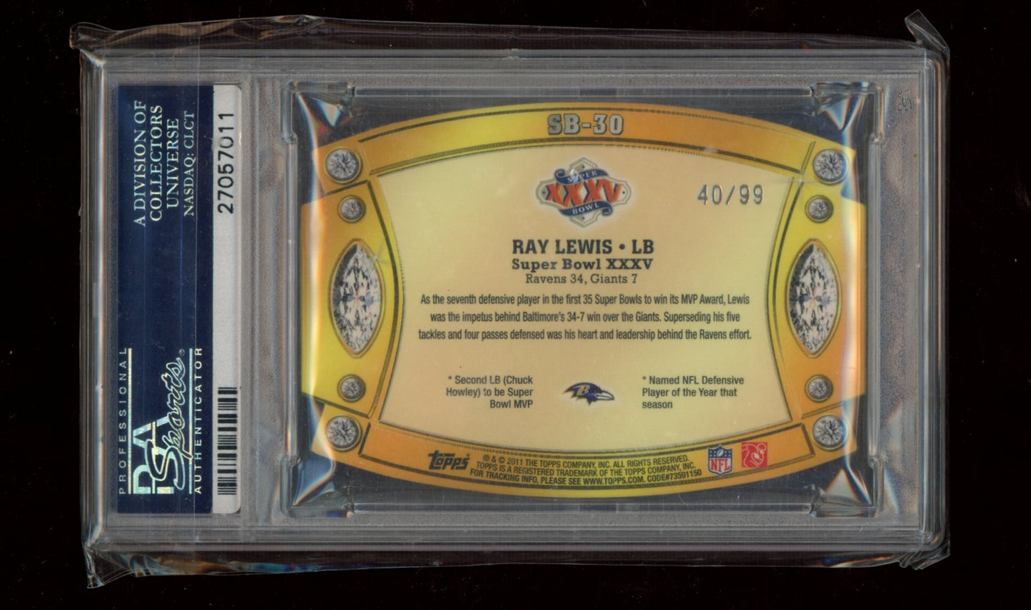 2011 Topps SB legends Die-Cut #SB-30 Ray Lewis PSA 10 POP 1