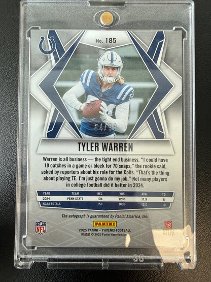 2025 Panini Phoenix #185 Tyler Warren Red Prizm #/99