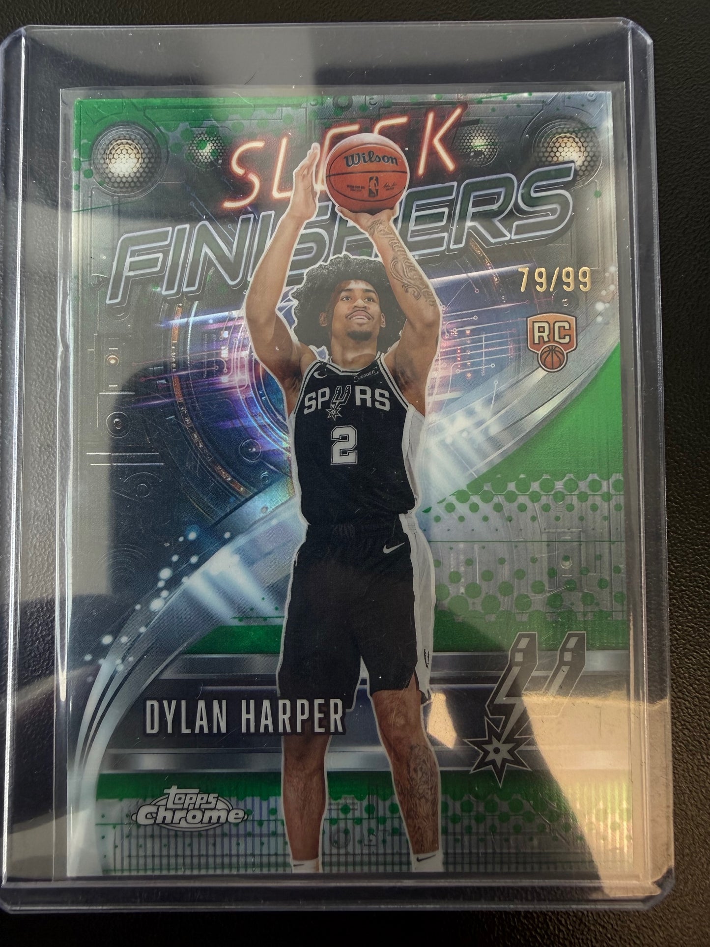 2025-26 Topps Chrome #SF-22 Dylan Harper Sleek Finishers Green Refractor #/99