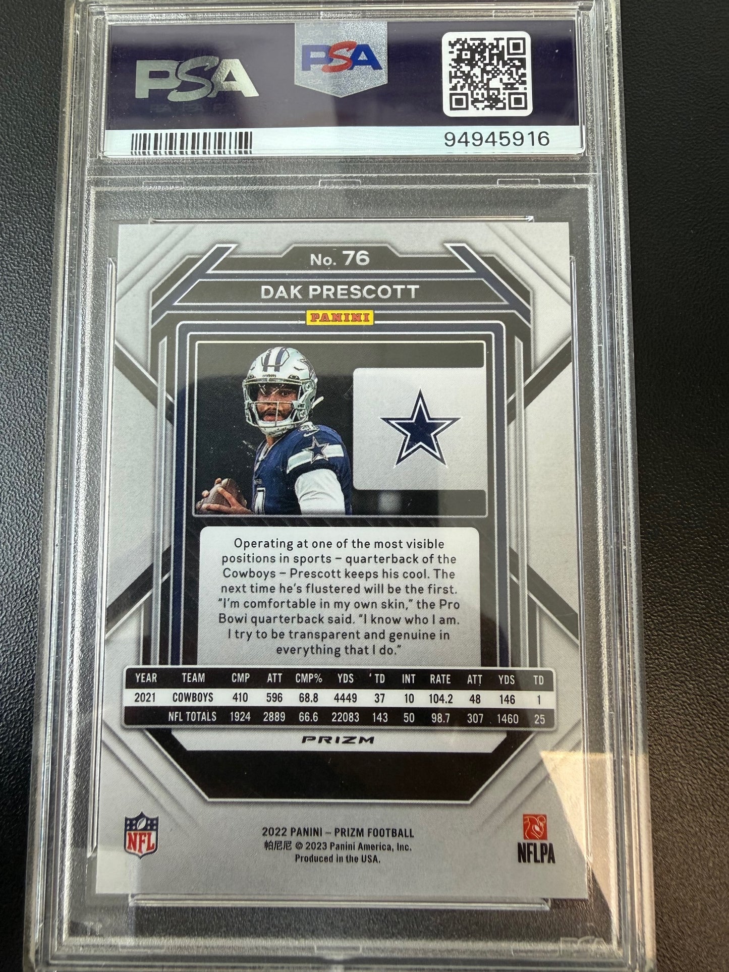 2022 Panini Prizm #76 Dak Prescott Black and White Checker