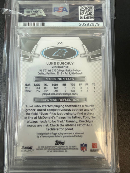 2012 Bowman Sterling #74 Luke Kuechly Autographs PSA 9