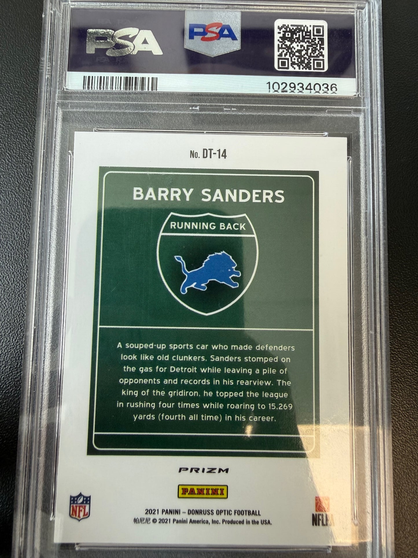 2021 Donruss Optic #DT-14 Barry Sanders Downtown! PSA 10
