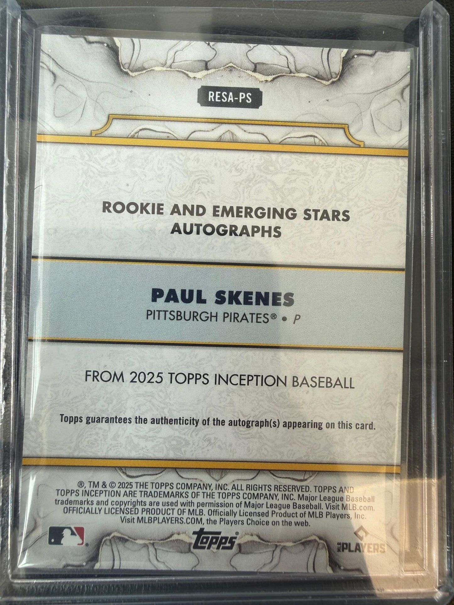 2025 Topps Inception #RESA-PS Paul Skenes Emerging Stars Auto Purple /75