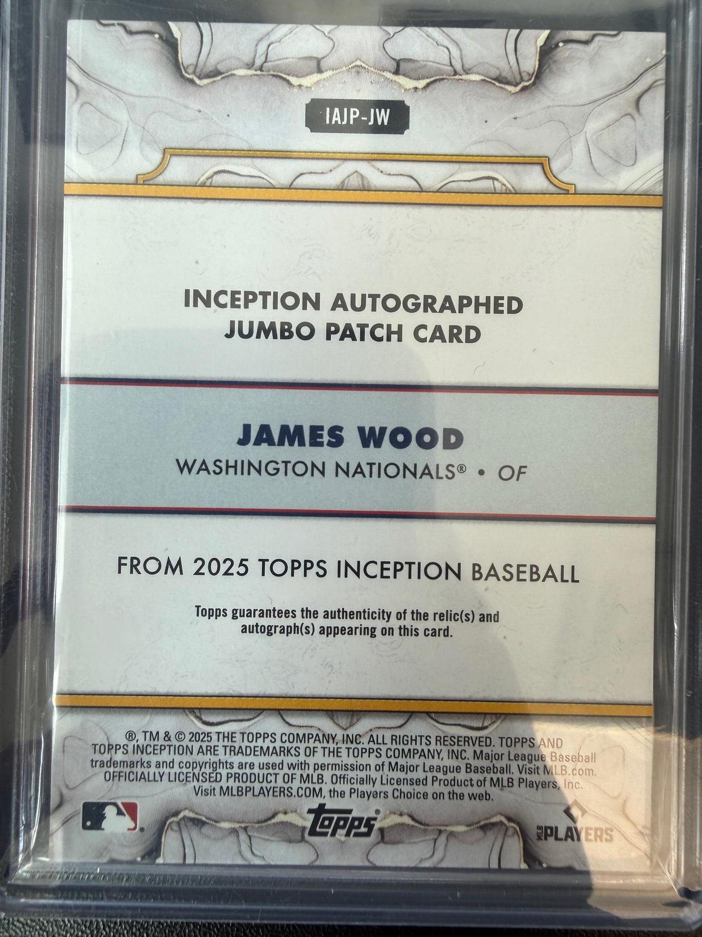 2025 Topps Inception #IAJP-JW James Wood Inception Autograph Jumbo Patch