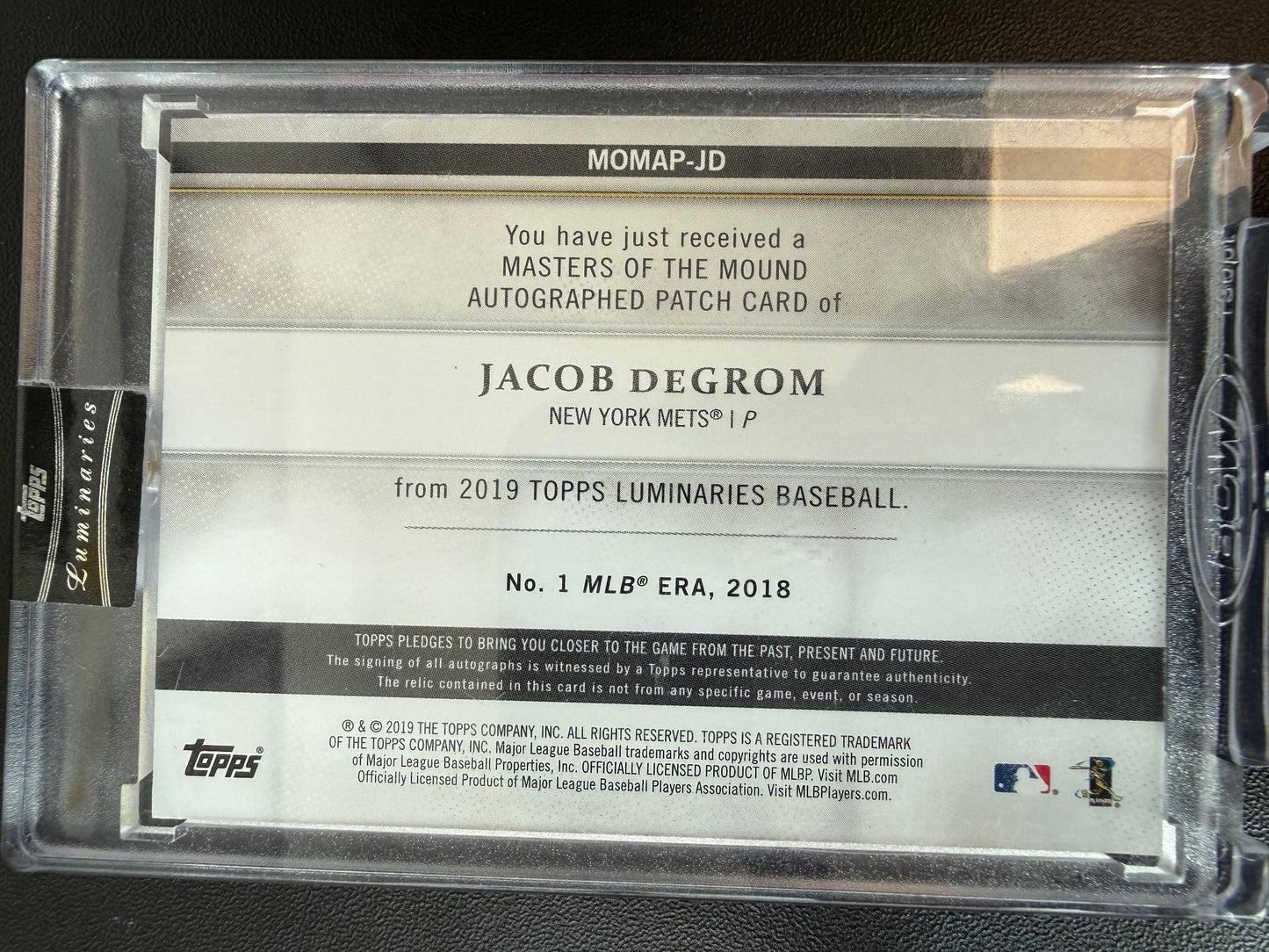 2019 Topps Luminaries - Masters of the Mound Auto Relics  Jacob deGrom #/15