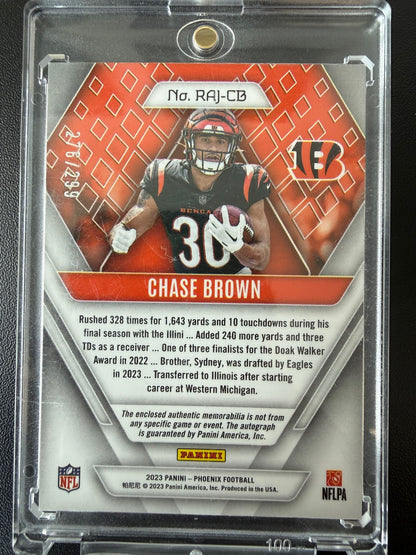 2023 Panini Phoenix #RAJ-CB Chase Brown RPS Rookie Auto Jersey #/299