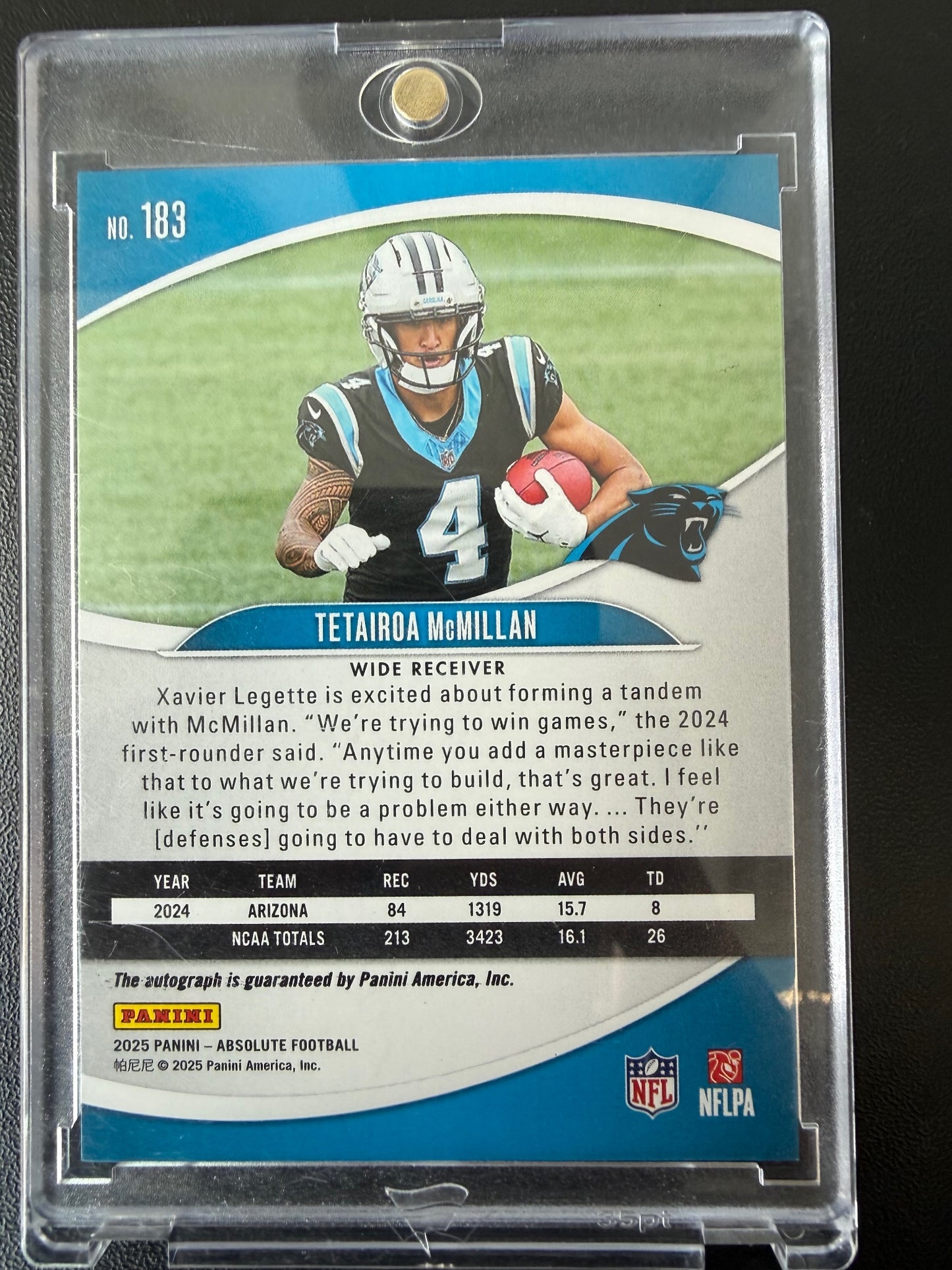 2025 Panini Absolute #183 Tetairoa McMillan Autograph