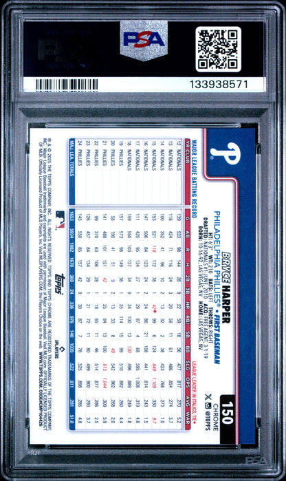 2025 Topps Chrome #150 Bryce Harper Gold Geometric PSA 10