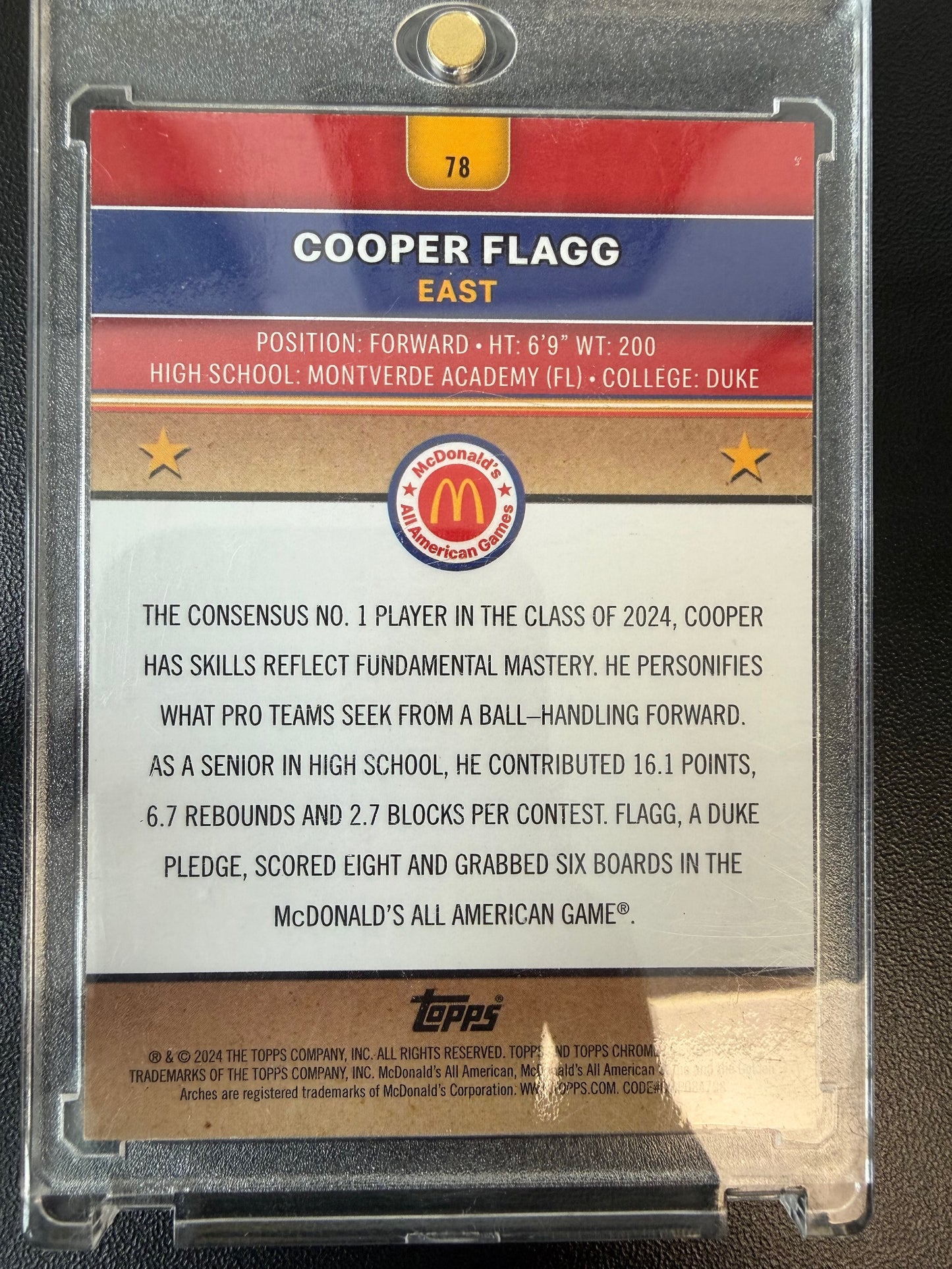 2024 Topps Chrome McDonald's All-American #78 Cooper Flagg Refractor