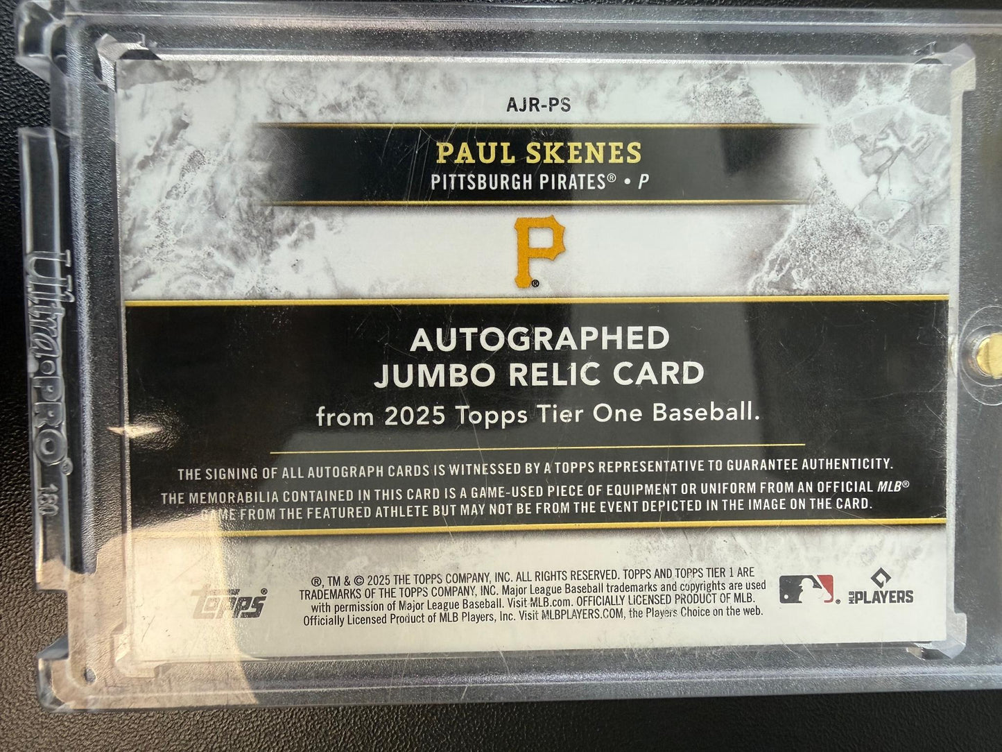 2025 Topps Tier One #AJR-PS Paul Skenes Tier One Patch Auto Green #/15