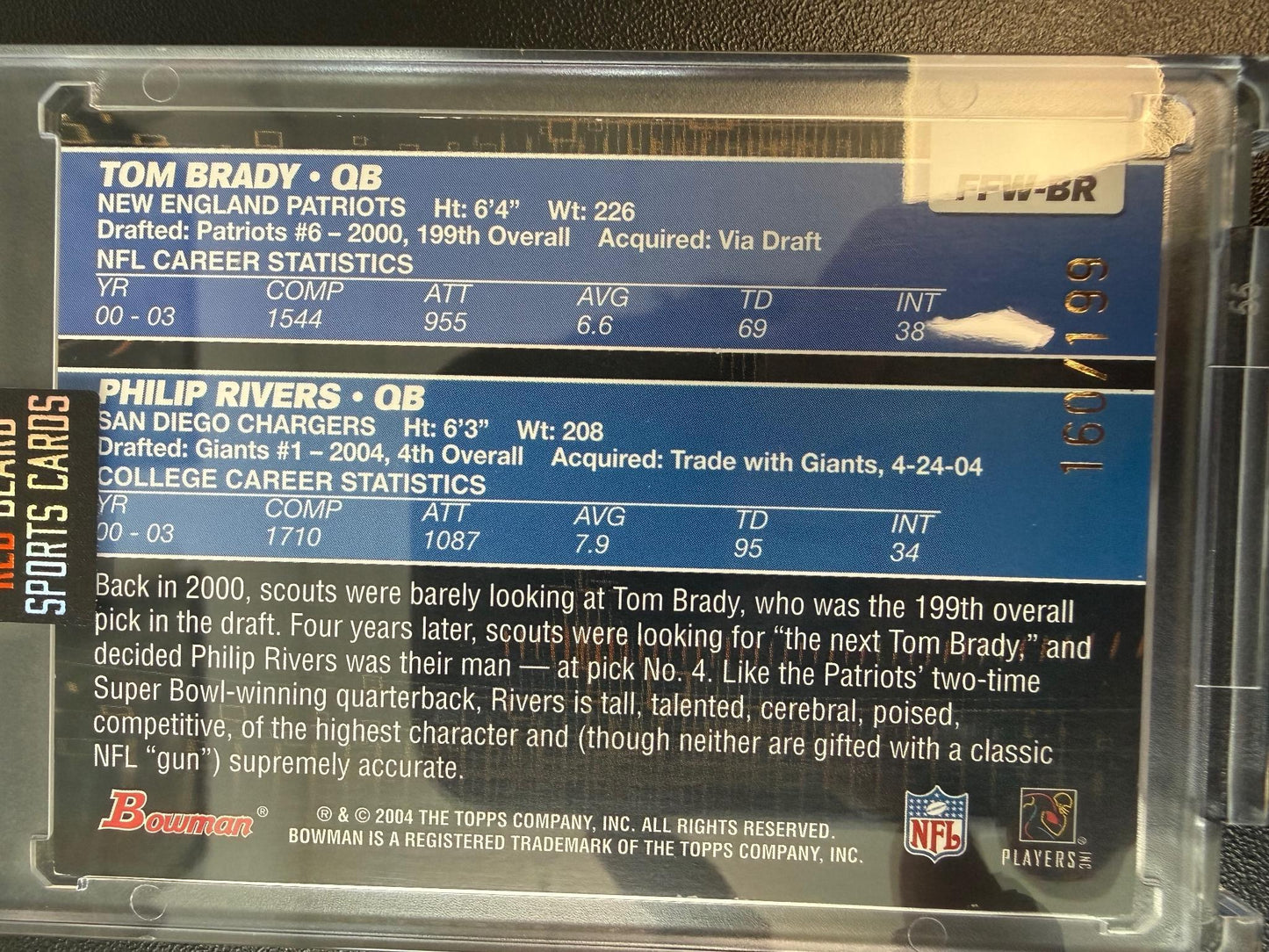 2004 Bowman #FFW-BR Brady / Rivers Fast Forward Dual Jersey #/199
