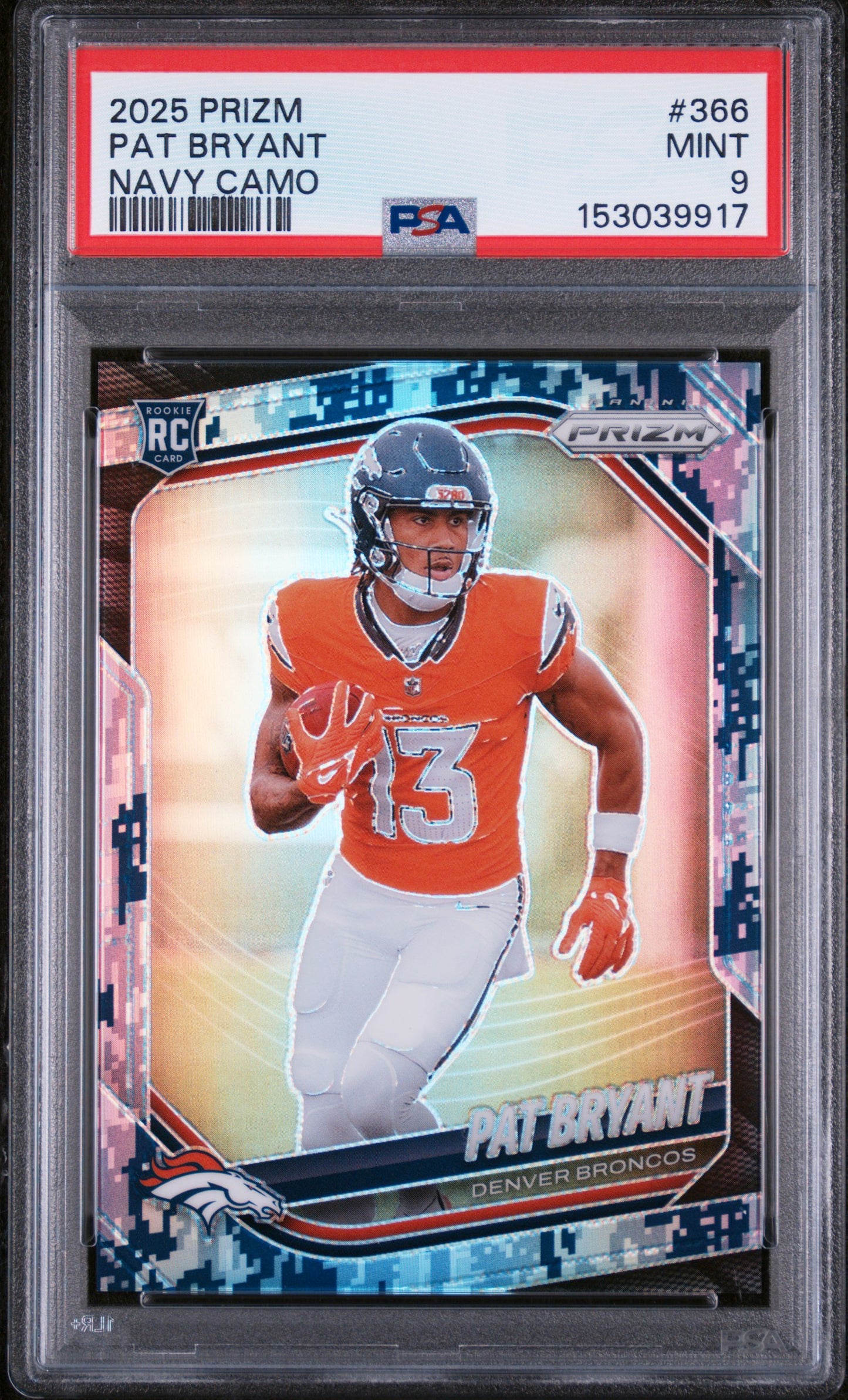 2025 Panini Prizm #366 Pat Bryant Navy Camo PSA 9
