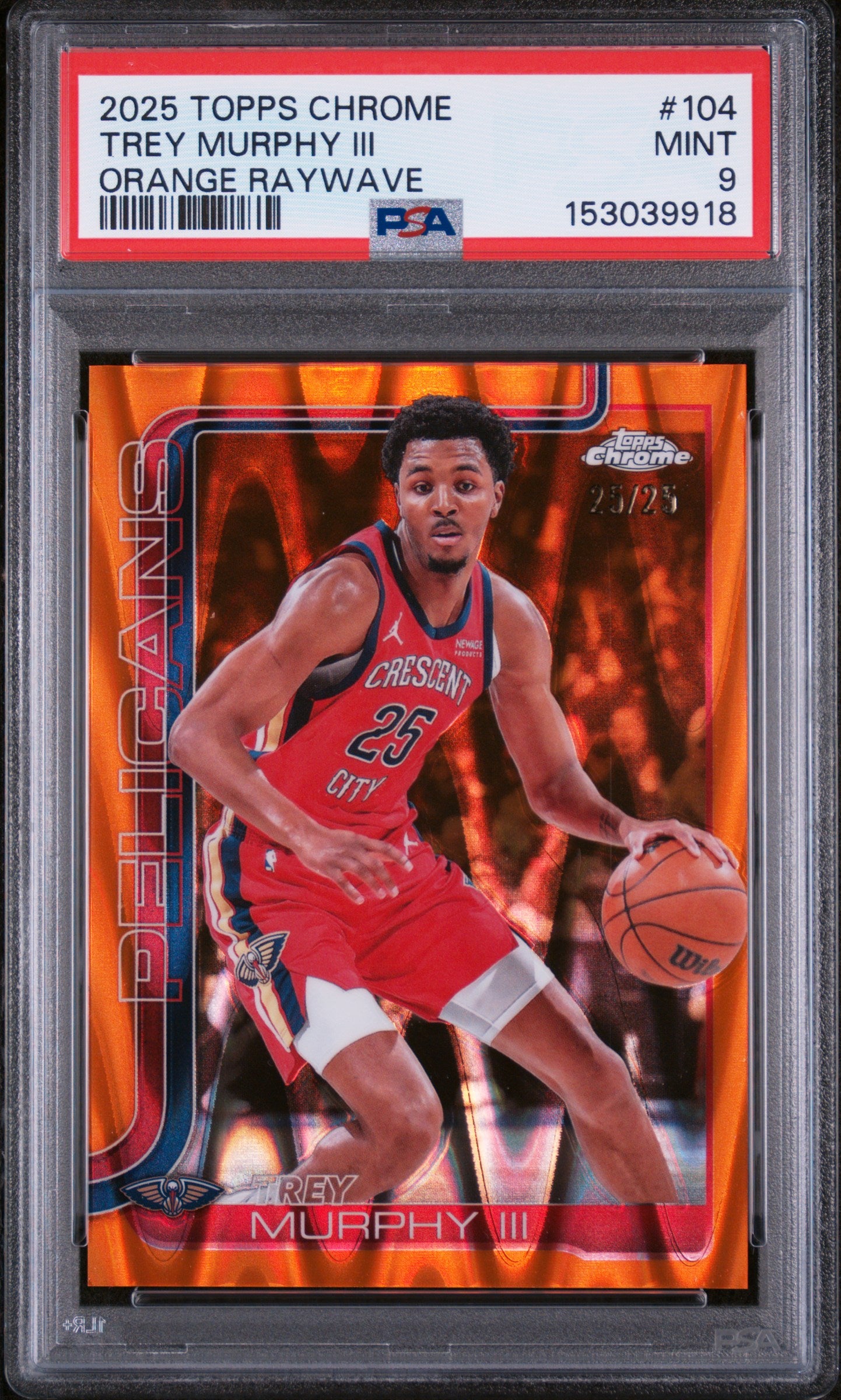 2025 Topps Chrome #104 Trey Murphy Iii Orange Raywave PSA 9 JERSEY #