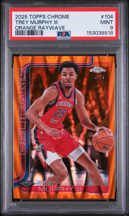 2025 Topps Chrome #104 Trey Murphy Iii Orange Raywave PSA 9 JERSEY #