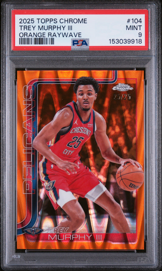 2025 Topps Chrome #104 Trey Murphy Iii Orange Raywave PSA 9 JERSEY #