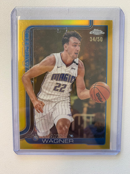 2025-26 Topps Chrome #116 Franz Wagner Gold Refractor #/50