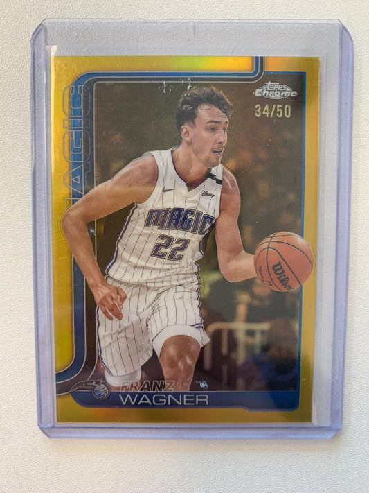 2025-26 Topps Chrome #116 Franz Wagner Gold Refractor #/50